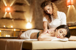 girl lying in massage table