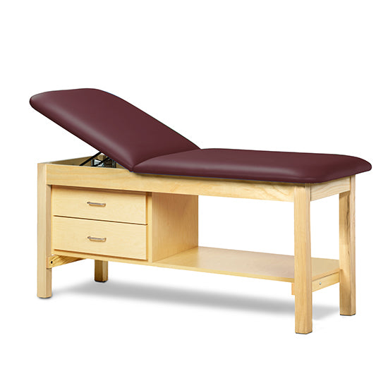 Clinton Industries - 1013-38 Classic Treatment Table w/ Adjustable Back, Drawers & Shelf. 78"L x 30"W. 400 lbs Capacity [Natural Finish] - Clinton Industries product image