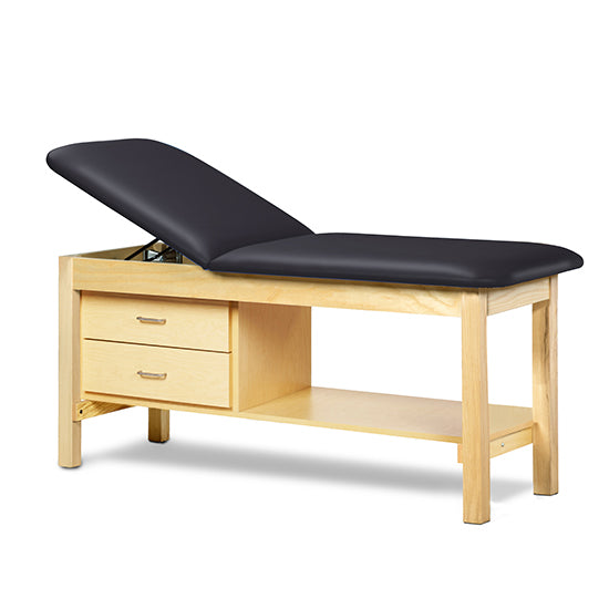 Clinton Industries - 1013-38 Classic Treatment Table w/ Adjustable Back, Drawers & Shelf. 78"L x 30"W. 400 lbs Capacity [Natural Finish] - Clinton Industries product image