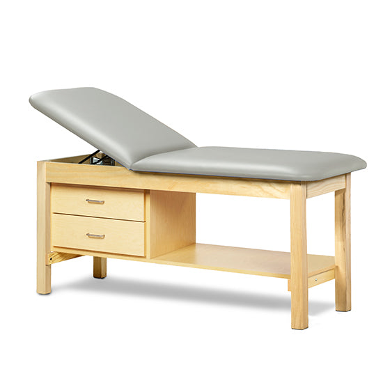 Clinton Industries - 1013-30 Classic Treatment Table w/ Adjustable Back, Drawers & Shelf. 72"L x 30"W. 400 lbs Capacity [Natural Finish] - Clinton Industries product image