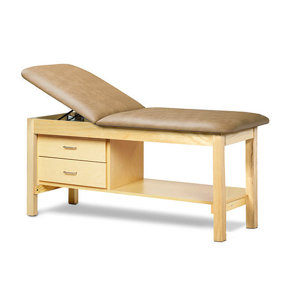 Clinton Industries - 1013-38 Classic Treatment Table w/ Adjustable Back, Drawers & Shelf. 78"L x 30"W. 400 lbs Capacity [Natural Finish] - Clinton Industries product image