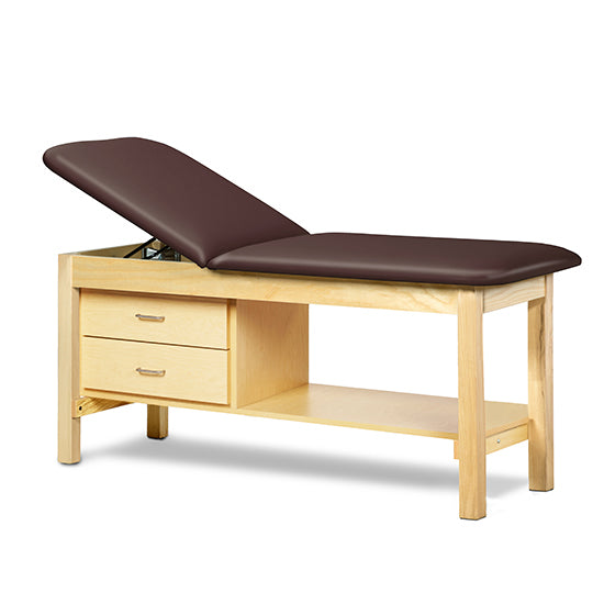 Clinton Industries - 1013-38 Classic Treatment Table w/ Adjustable Back, Drawers & Shelf. 78"L x 30"W. 400 lbs Capacity [Natural Finish] - Clinton Industries product image