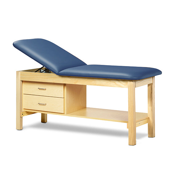 Clinton Industries - 1013-38 Classic Treatment Table w/ Adjustable Back, Drawers & Shelf. 78"L x 30"W. 400 lbs Capacity [Natural Finish] - Clinton Industries product image
