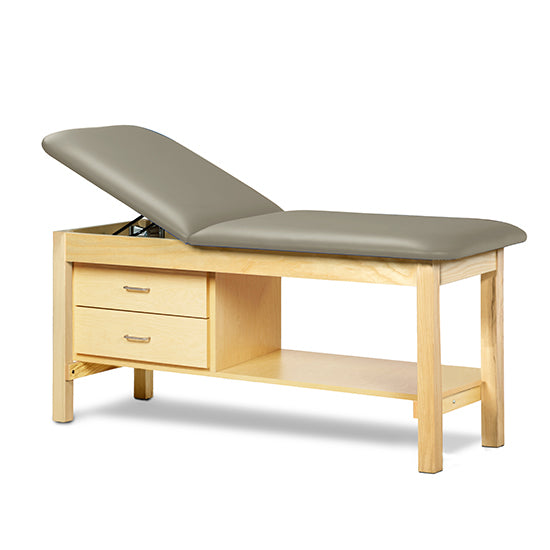 Clinton Industries - 1013-30 Classic Treatment Table w/ Adjustable Back, Drawers & Shelf. 72"L x 30"W. 400 lbs Capacity [Natural Finish] - Clinton Industries product image