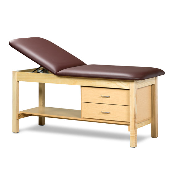 Clinton Industries - 1013-38 Classic Treatment Table w/ Adjustable Back, Drawers & Shelf. 78"L x 30"W. 400 lbs Capacity [Natural Finish] - Clinton Industries product image
