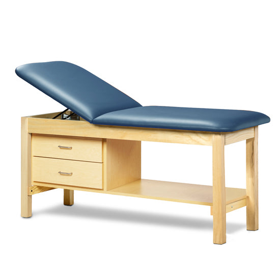Clinton Industries - 1013-30 Classic Treatment Table w/ Adjustable Back, Drawers & Shelf. 72"L x 30"W. 400 lbs Capacity [Natural Finish] - Clinton Industries product image