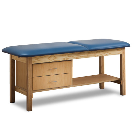Clinton Industries - 1013-38 Classic Treatment Table w/ Adjustable Back, Drawers & Shelf. 78"L x 30"W. 400 lbs Capacity [Natural Finish] - Clinton Industries product image