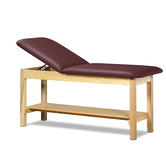 Clinton Industries - 1020-24 Classic Treatment Table w/ Adjustable Back & Shelf. 24"W x 72" L. 400 lbs Capacity [Natural Finish]