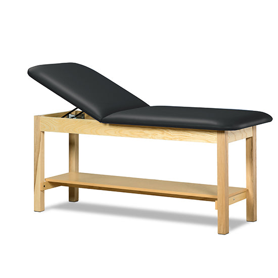 Clinton Industries - 1020-24 Classic Treatment Table w/ Adjustable Back & Shelf. 24"W x 72" L. 400 lbs Capacity [Natural Finish]