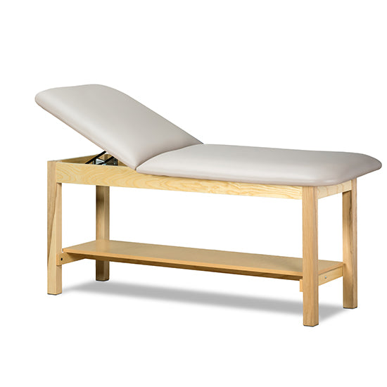 Clinton Industries - 1020-24 Classic Treatment Table w/ Adjustable Back & Shelf. 24"W x 72" L. 400 lbs Capacity [Natural Finish]