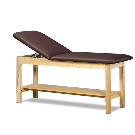 Clinton Industries - 1020-24 Classic Treatment Table w/ Adjustable Back & Shelf. 24"W x 72" L. 400 lbs Capacity [Natural Finish]