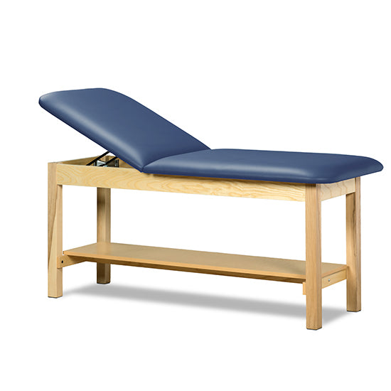 Clinton Industries - 1020-24 Classic Treatment Table w/ Adjustable Back & Shelf. 24"W x 72" L. 400 lbs Capacity [Natural Finish]