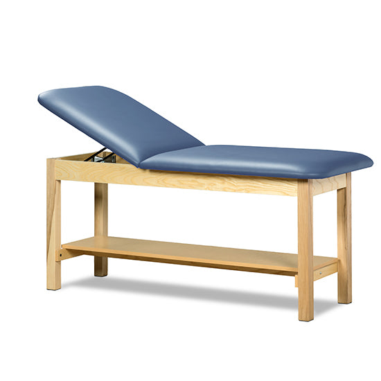 Clinton Industries - 1020-24 Classic Treatment Table w/ Adjustable Back & Shelf. 24"W x 72" L. 400 lbs Capacity [Natural Finish]