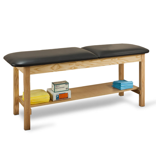 Clinton Industries - 1020-27 Classic Treatment Table w/ Adjustable Back & Shelf. 27"W x 72" L. 400 lbs Capacity [Natural Finish] - Clinton Industries product image
