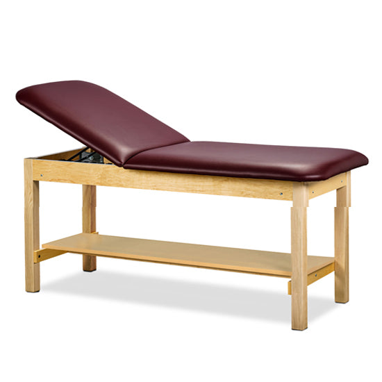 Clinton Industries - 1025-27 Classic Treatment Table w/ Adjustable Back & Shelf. 72"L x 27"W. 500 lbs Capacity [Natural Finish] - Clinton Industries product image