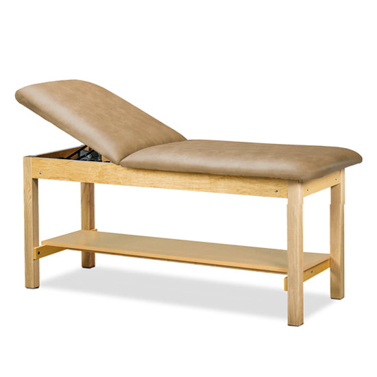 Clinton Industries - 1025-27-088 Classic Treatment Table w/ Shelf & Flat Top. 500 lbs Capacity Bariatric. 27" W x 72" L [Natural Finish]