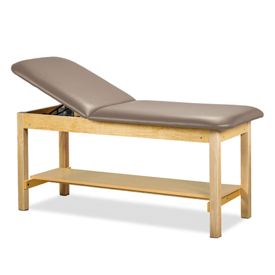 Clinton Industries - 1025-27 Classic Treatment Table w/ Adjustable Back & Shelf. 72"L x 27"W. 500 lbs Capacity [Natural Finish] - Clinton Industries product image