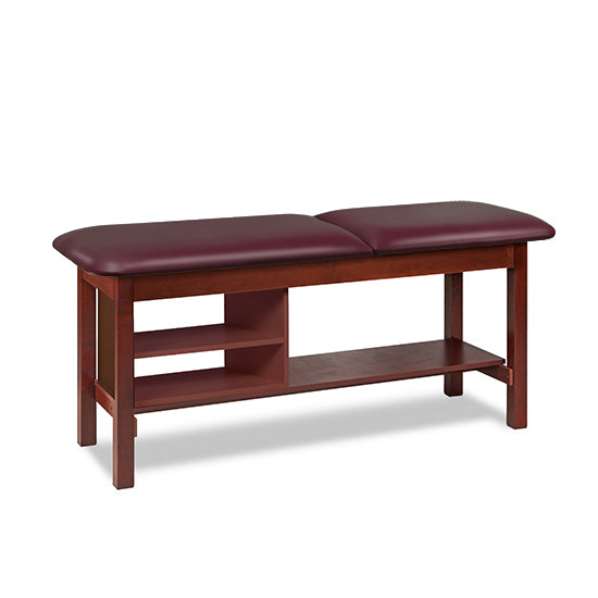 Clinton Industries - 1030-27 Classic Treatment Table w/ Adjustable Back & Shelving. 400 lbs Capacity, 72"L x 27"W [Natural Finish] - Clinton Industries product image