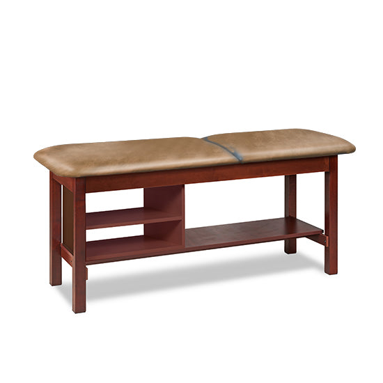 Clinton Industries - 1030-38 Classic Treatment Table w/ Adjustable Back & Shelving. 400 lbs Capacity, 78"L x 30"W [Natural Finish] - Clinton Industries product image
