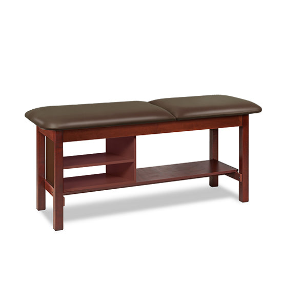 Clinton Industries - 1030-30 Classic Treatment Table w/ Adjustable Back & Shelving. 400 lbs Capacity, 72"L x 30"W [Natural Finish] - Clinton Industries product image