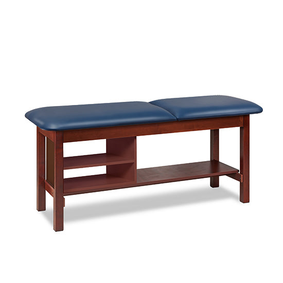 Clinton Industries - 1030-30 Classic Treatment Table w/ Adjustable Back & Shelving. 400 lbs Capacity, 72"L x 30"W [Natural Finish] - Clinton Industries product image
