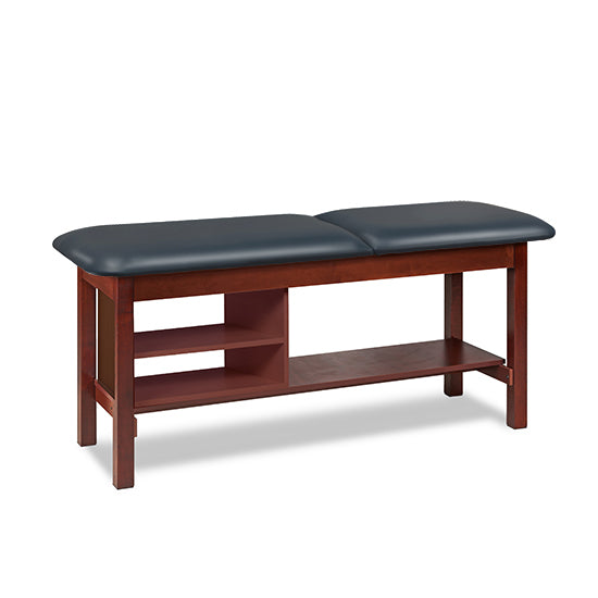Clinton Industries - 1030-27 Classic Treatment Table w/ Adjustable Back & Shelving. 400 lbs Capacity, 72"L x 27"W [Natural Finish] - Clinton Industries product image