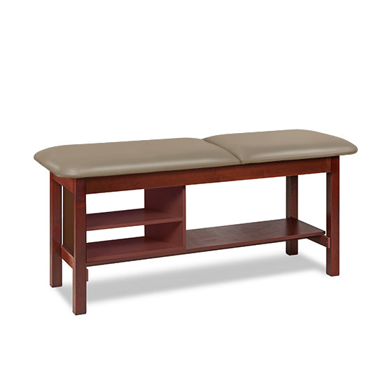 Clinton Industries - 1030-30 Classic Treatment Table w/ Adjustable Back & Shelving. 400 lbs Capacity, 72"L x 30"W [Natural Finish] - Clinton Industries product image