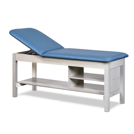 Clinton Industries - 1030-38 Classic Treatment Table w/ Adjustable Back & Shelving. 400 lbs Capacity, 78"L x 30"W [Natural Finish] - Clinton Industries product image