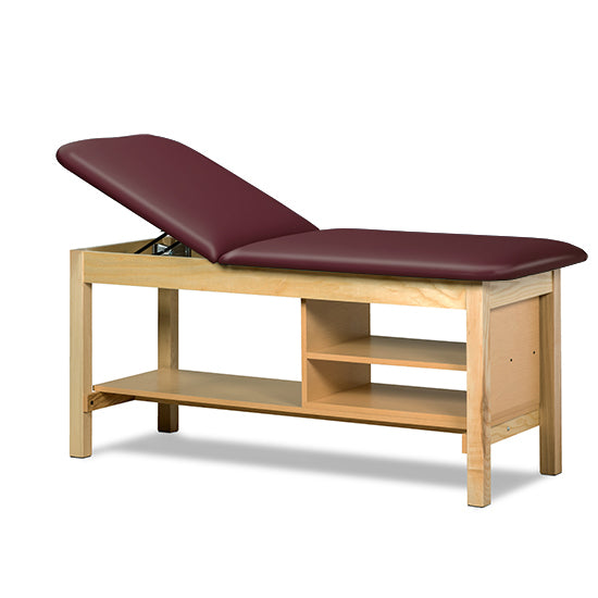 Clinton Industries - 1030-27 Classic Treatment Table w/ Adjustable Back & Shelving. 400 lbs Capacity, 72"L x 27"W [Natural Finish] - Clinton Industries product image