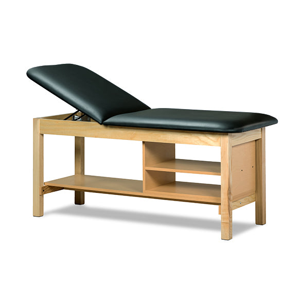 Clinton Industries - 1030-38 Classic Treatment Table w/ Adjustable Back & Shelving. 400 lbs Capacity, 78"L x 30"W [Natural Finish] - Clinton Industries product image
