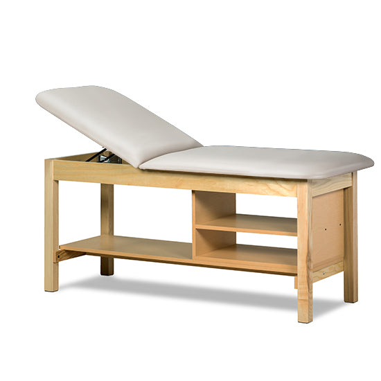 Clinton Industries - 1030-30 Classic Treatment Table w/ Adjustable Back & Shelving. 400 lbs Capacity, 72"L x 30"W [Natural Finish] - Clinton Industries product image