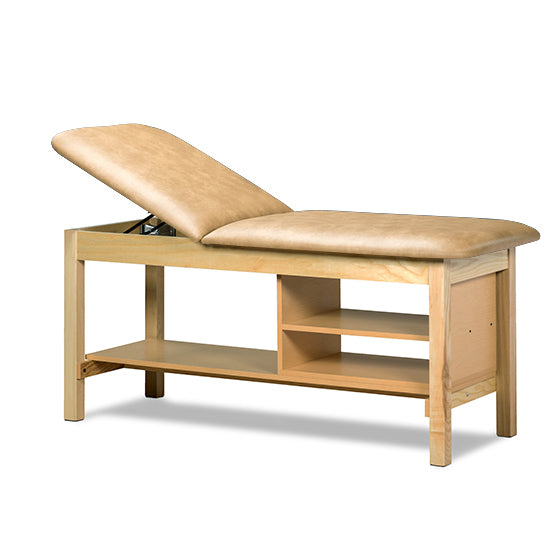Clinton Industries - 1030-27 Classic Treatment Table w/ Adjustable Back & Shelving. 400 lbs Capacity, 72"L x 27"W [Natural Finish] - Clinton Industries product image