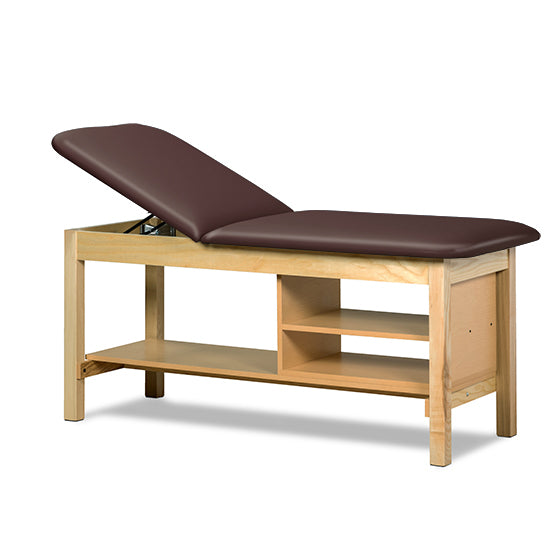 Clinton Industries - 1030-27 Classic Treatment Table w/ Adjustable Back & Shelving. 400 lbs Capacity, 72"L x 27"W [Natural Finish] - Clinton Industries product image