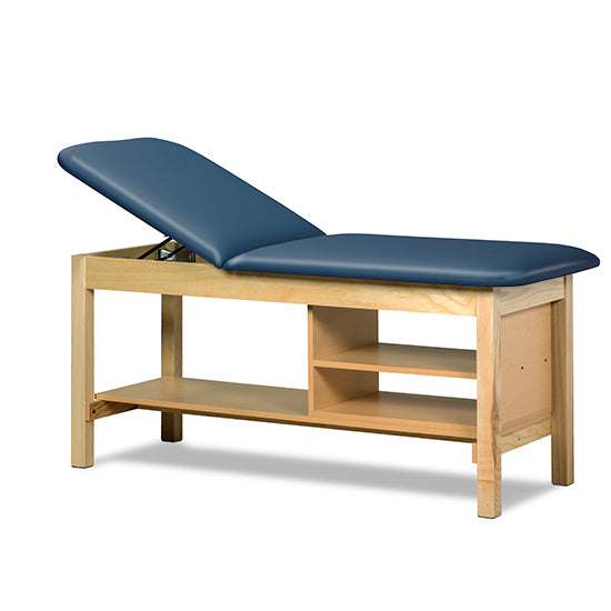 Clinton Industries - 1030-27 Classic Treatment Table w/ Adjustable Back & Shelving. 400 lbs Capacity, 72"L x 27"W [Natural Finish] - Clinton Industries product image