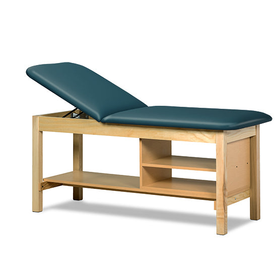 Clinton Industries - 1030-30 Classic Treatment Table w/ Adjustable Back & Shelving. 400 lbs Capacity, 72"L x 30"W [Natural Finish] - Clinton Industries product image