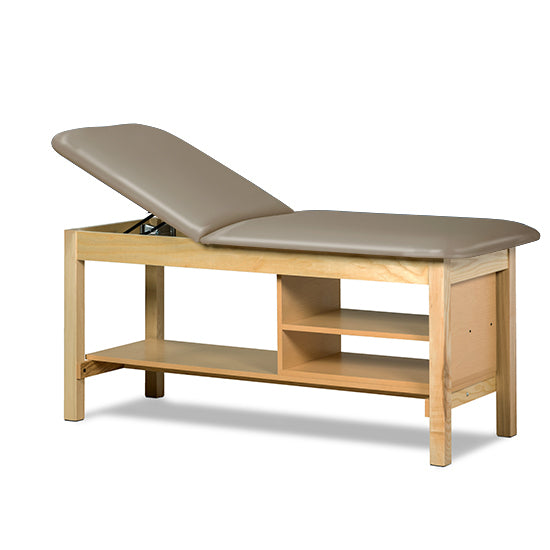 Clinton Industries - 1030-38 Classic Treatment Table w/ Adjustable Back & Shelving. 400 lbs Capacity, 78"L x 30"W [Natural Finish] - Clinton Industries product image