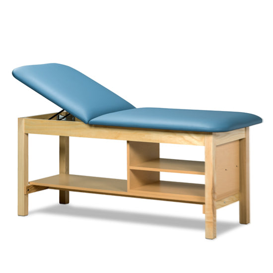 Clinton Industries - 1030-30 Classic Treatment Table w/ Adjustable Back & Shelving. 400 lbs Capacity, 72"L x 30"W [Natural Finish] - Clinton Industries product image