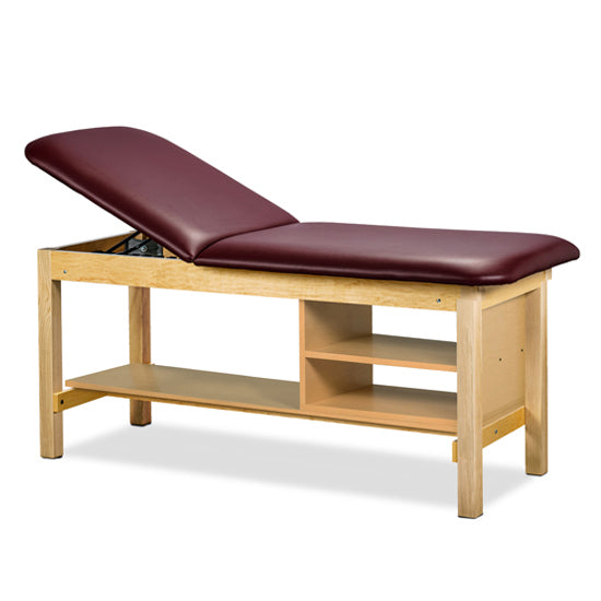 Clinton Industries - 1035-38 Classic Treatment Table w/ Adjustable Back & Shelving. 500 lbs Capacity Bariatric. 78"L x 30"W [Natural Finish] - Clinton Industries product image