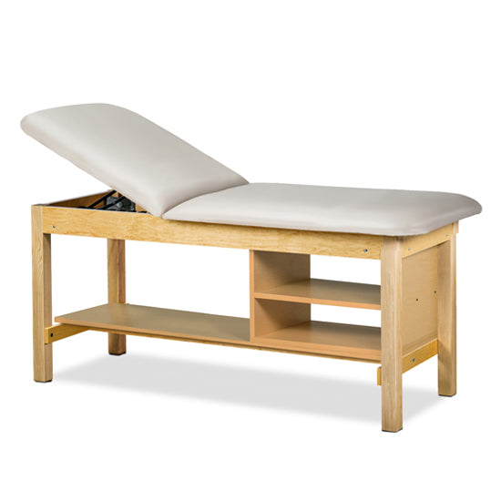 Clinton Industries - 1035-30 Classic Treatment Table w/ Adjustable Back & Shelving. 500 lbs Capacity Bariatric. 72"L x 30"W [Natural Finish] - Clinton Industries product image