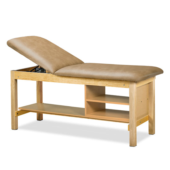 Clinton Industries - 1035-30-088 Classic Treatment Table w/ Shelving & Flat Top. 500 lbs Capacity Bariatric. 72"L x 30"W [Natural Finish] - Clinton Industries product image