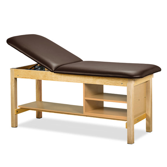 Clinton Industries - 1035-30 Classic Treatment Table w/ Adjustable Back & Shelving. 500 lbs Capacity Bariatric. 72"L x 30"W [Natural Finish] - Clinton Industries product image