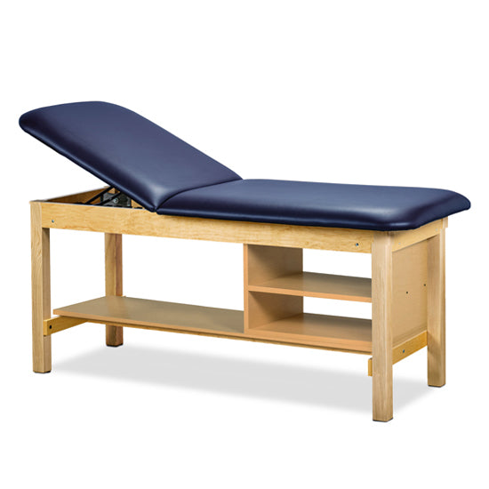 Clinton Industries - 1035-27 Classic Treatment Table w/ Adjustable Back & Shelving. 500 lbs Capacity. 72"L x 27"W [Natural Finish] - Clinton Industries product image