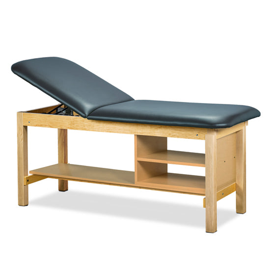 Clinton Industries - 1035-38 Classic Treatment Table w/ Adjustable Back & Shelving. 500 lbs Capacity Bariatric. 78"L x 30"W [Natural Finish] - Clinton Industries product image