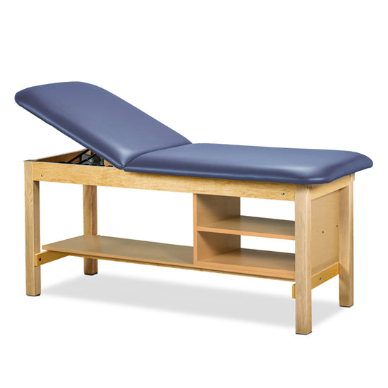 Clinton Industries - 1035-27 Classic Treatment Table w/ Adjustable Back & Shelving. 500 lbs Capacity. 72"L x 27"W [Natural Finish] - Clinton Industries product image