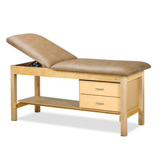 Clinton Industries - 1135-27 Classic Treatment Table w/ Adjustable Back, Drawers & Shelf. 72"L x 27"W. 500 lbs Capacity [Natural Finish] - Clinton Industries product image