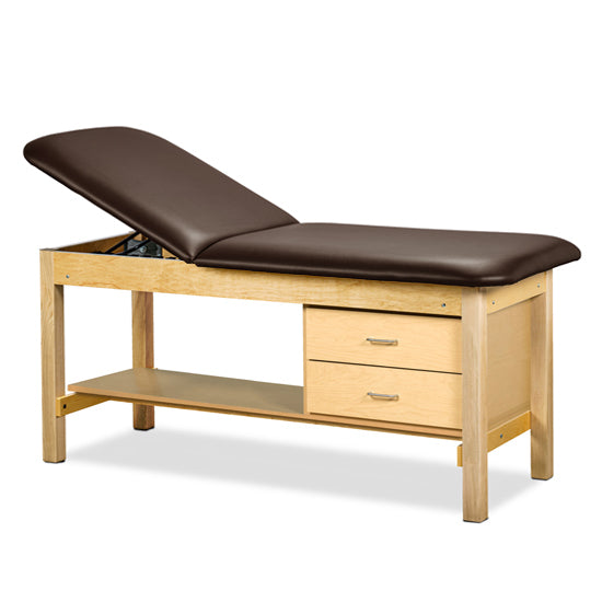 Clinton Industries - 1135-30 Classic Treatment Table w/ Adjustable Back, Drawers & Shelf. 72"L x 30"W. 500 lbs Capacity Bariatric [Natural Finish] - Clinton Industries product image