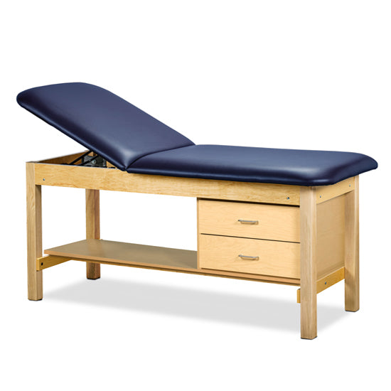 Clinton Industries - 1135-38 Classic Treatment Table w/ Adjustable Back, Drawers & Shelf. 78"L x 30"W. 500 lbs Capacity Bariatric [Natural Finish] - Clinton Industries product image