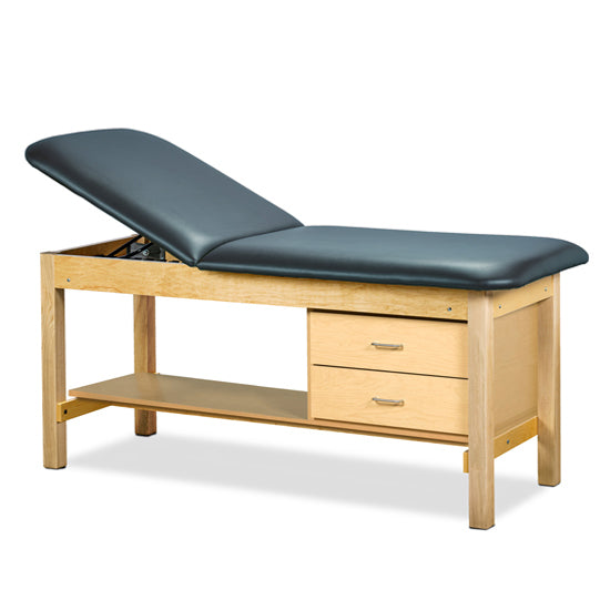 Clinton Industries - 1135-38 Classic Treatment Table w/ Adjustable Back, Drawers & Shelf. 78"L x 30"W. 500 lbs Capacity Bariatric [Natural Finish] - Clinton Industries product image