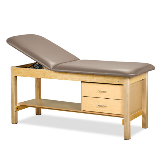 Clinton Industries - 1135-30 Classic Treatment Table w/ Adjustable Back, Drawers & Shelf. 72"L x 30"W. 500 lbs Capacity Bariatric [Natural Finish] - Clinton Industries product image