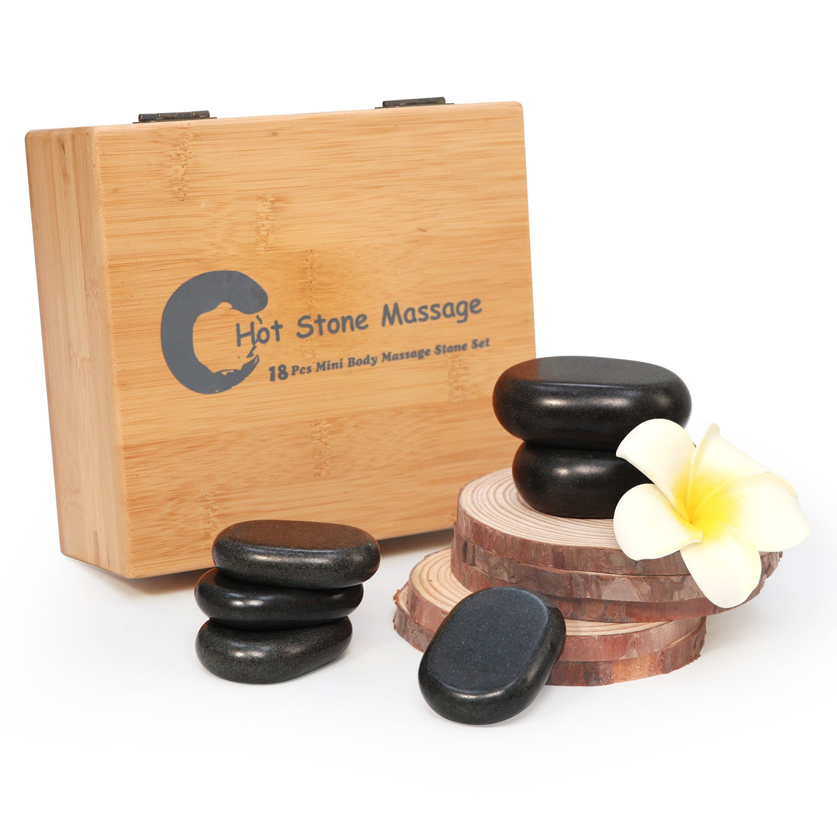 Master Massage - 18 Piece Essential Hot Stone Massage Set Kit Package for Professional or Home Spa, Healing, Pain Relief-Basalt Rock